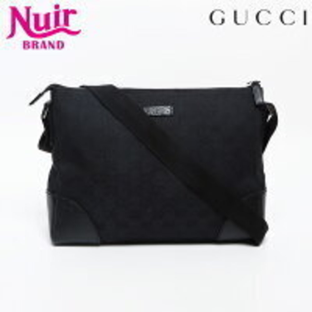 Gucci GG Canvas Leather Shoulder Bag Black